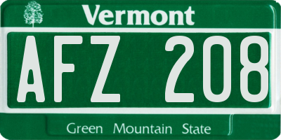 VT license plate AFZ208