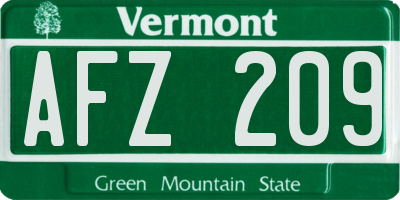 VT license plate AFZ209