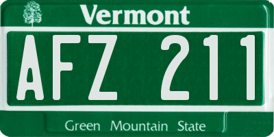 VT license plate AFZ211
