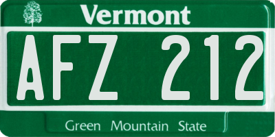 VT license plate AFZ212