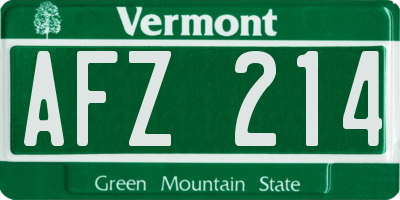 VT license plate AFZ214