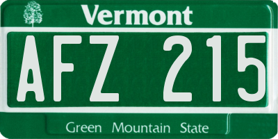 VT license plate AFZ215