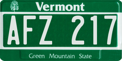 VT license plate AFZ217
