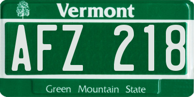 VT license plate AFZ218