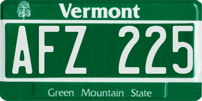 VT license plate AFZ225