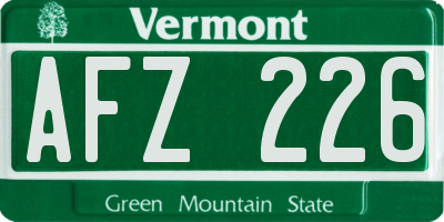 VT license plate AFZ226