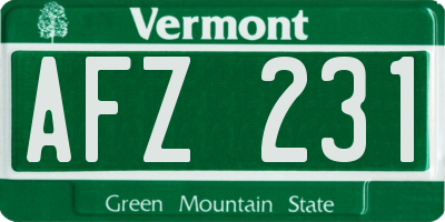 VT license plate AFZ231
