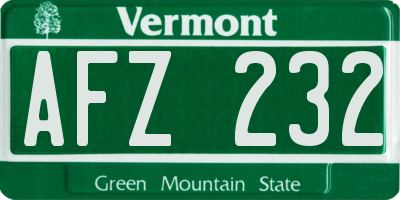 VT license plate AFZ232