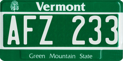 VT license plate AFZ233