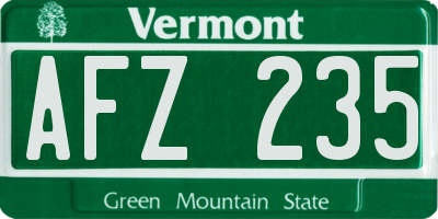 VT license plate AFZ235