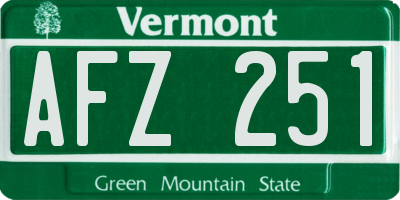 VT license plate AFZ251