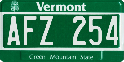 VT license plate AFZ254