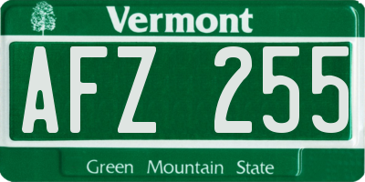 VT license plate AFZ255