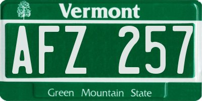 VT license plate AFZ257