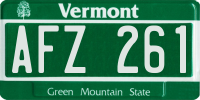 VT license plate AFZ261