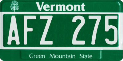 VT license plate AFZ275
