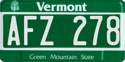 VT license plate AFZ278