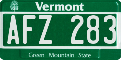 VT license plate AFZ283