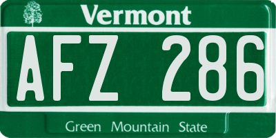 VT license plate AFZ286
