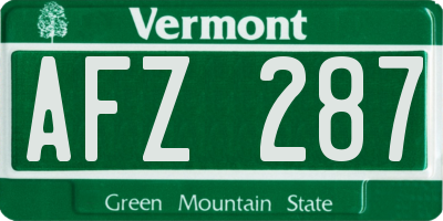 VT license plate AFZ287