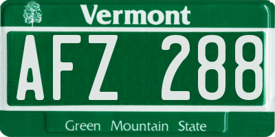 VT license plate AFZ288