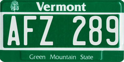 VT license plate AFZ289