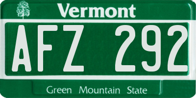 VT license plate AFZ292