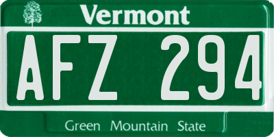 VT license plate AFZ294