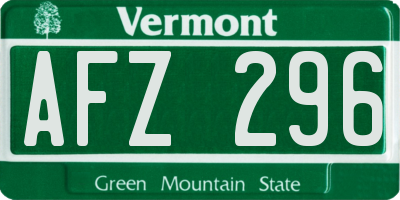 VT license plate AFZ296
