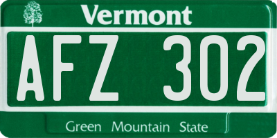 VT license plate AFZ302