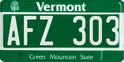 VT license plate AFZ303