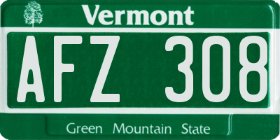 VT license plate AFZ308