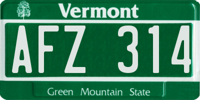 VT license plate AFZ314