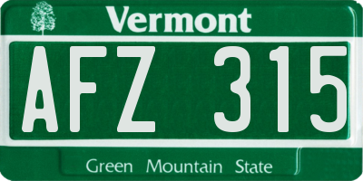 VT license plate AFZ315