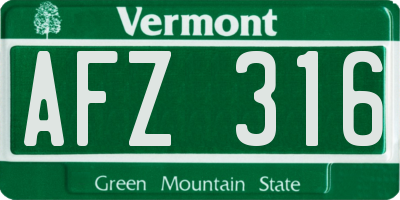 VT license plate AFZ316