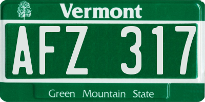 VT license plate AFZ317