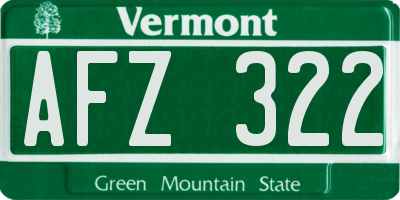 VT license plate AFZ322