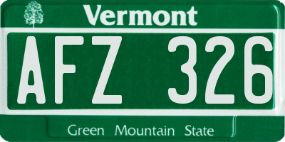 VT license plate AFZ326