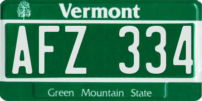 VT license plate AFZ334