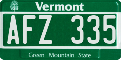 VT license plate AFZ335
