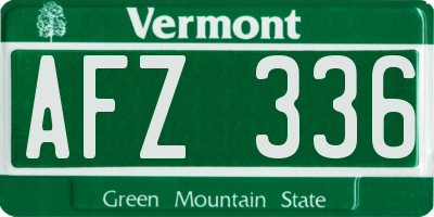 VT license plate AFZ336
