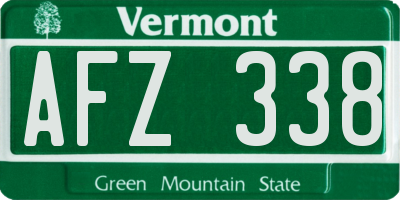 VT license plate AFZ338