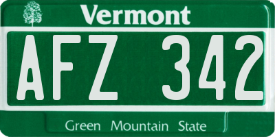 VT license plate AFZ342