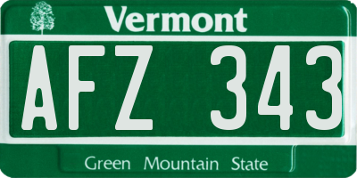 VT license plate AFZ343