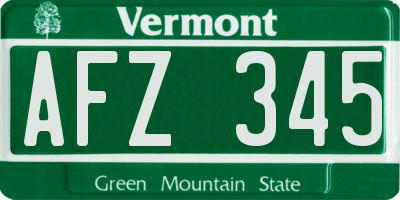 VT license plate AFZ345