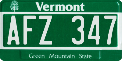 VT license plate AFZ347