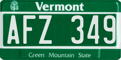 VT license plate AFZ349