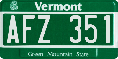 VT license plate AFZ351