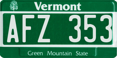 VT license plate AFZ353