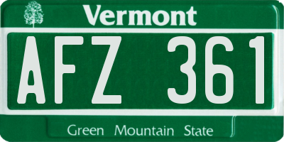 VT license plate AFZ361